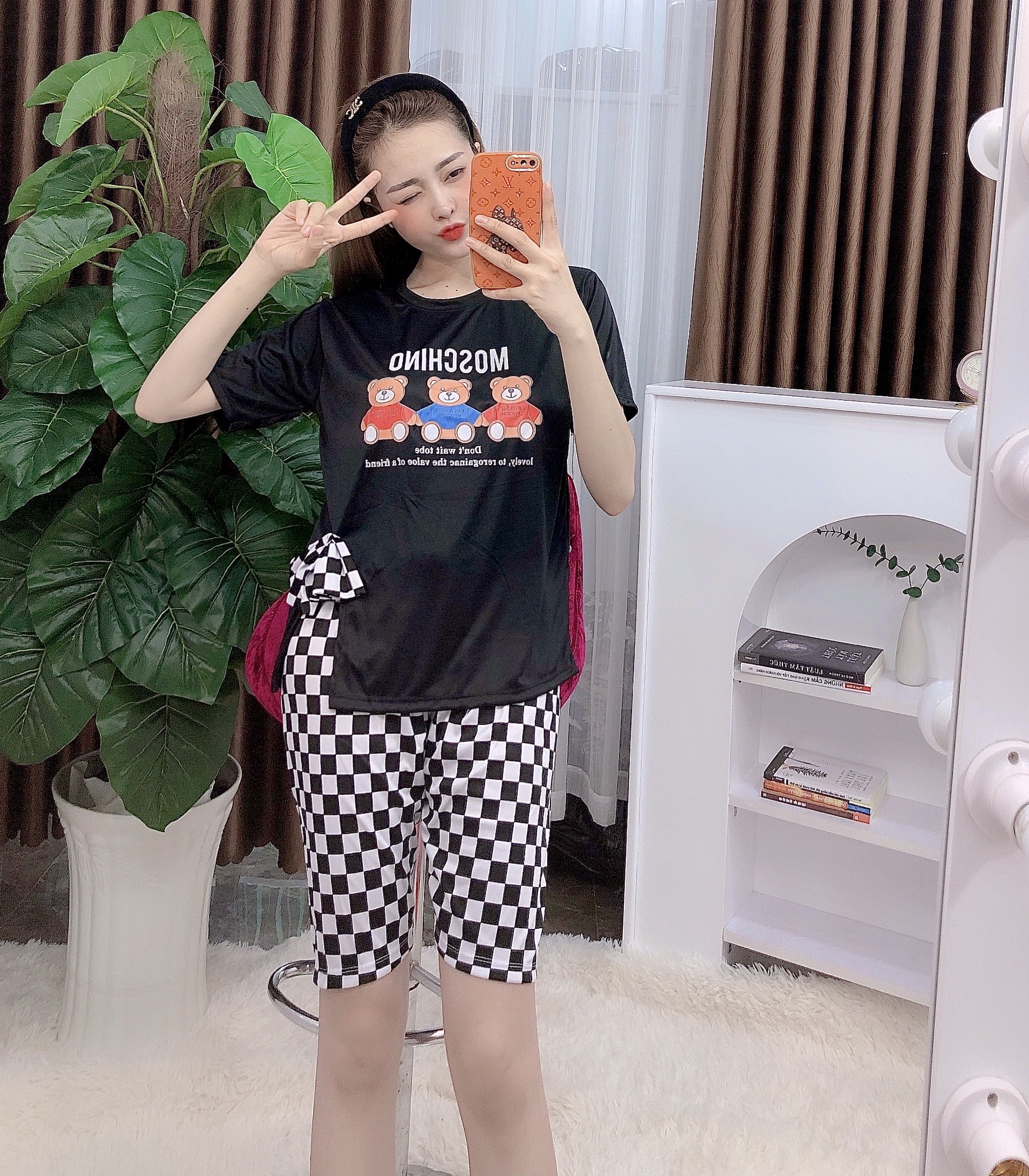 Set lửng thun cotton 3 gấu moschino