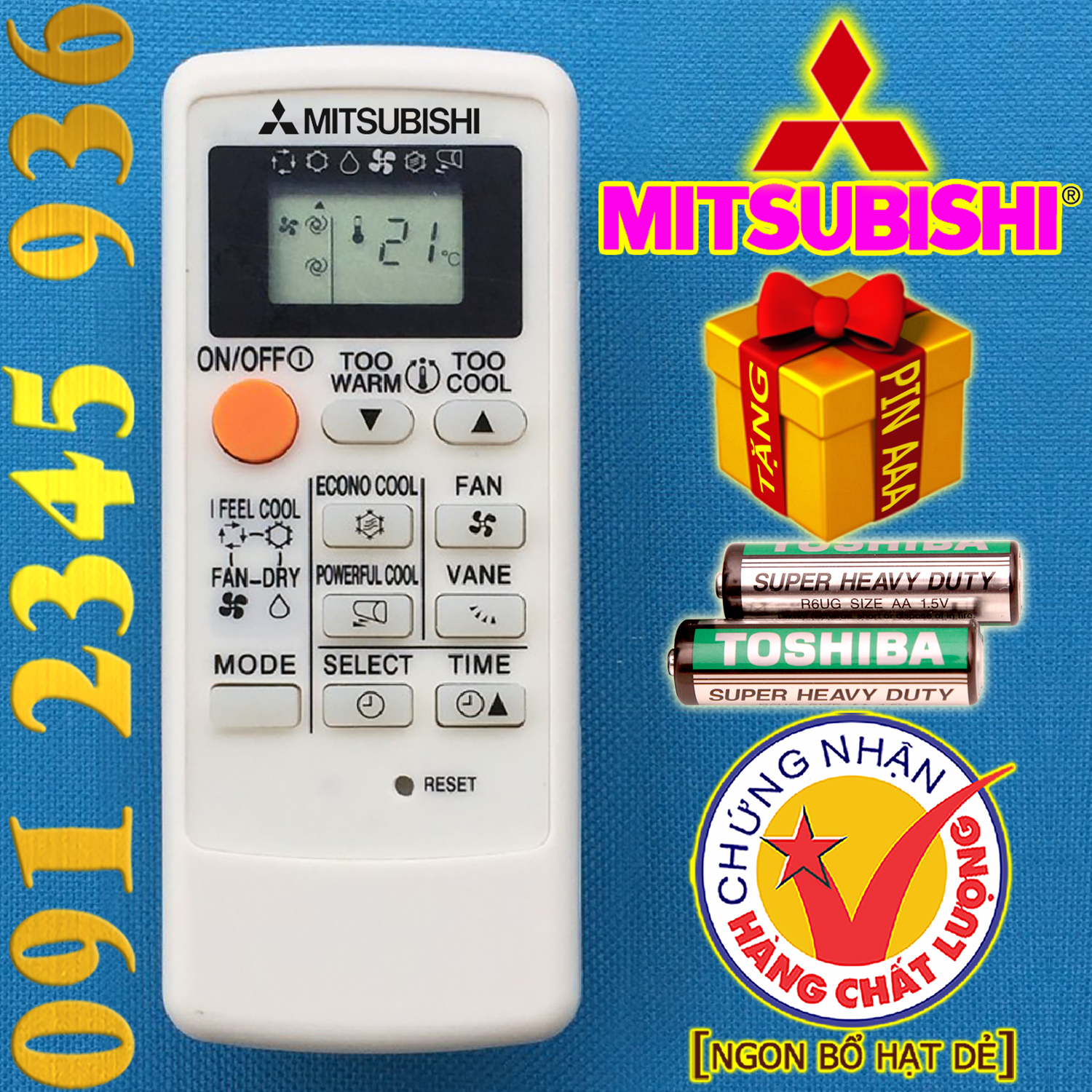 Điều khiển MITSUBISHI [HÀNG ĐẸP] cho điều hòa. (Mẫu số 1)