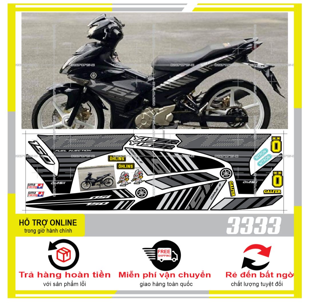 TEM RỜI EXCITER 150 Y15ZR XÁM ĐEN