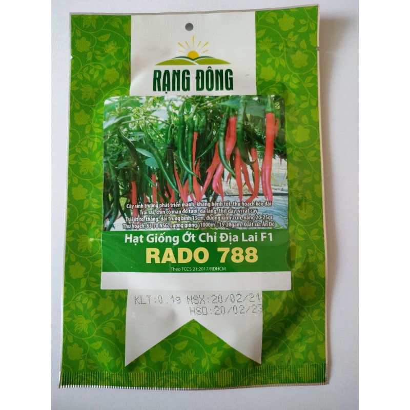 Hạt giống ớt chỉ địa lai f1 rado 788 rạng đông gói 0.1gram