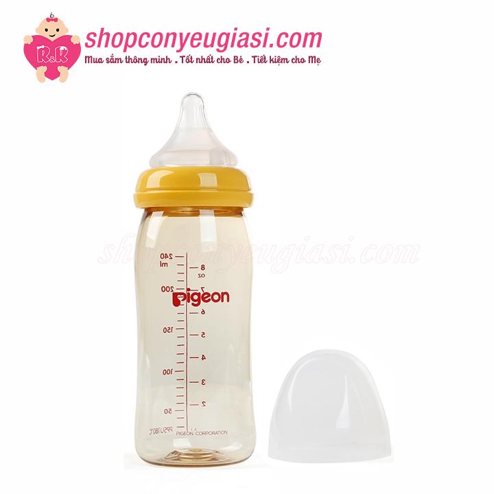 [HCM]Bình Sữa Pigeon Soft Touch PPSU Plus 240ml - Size M 3m+