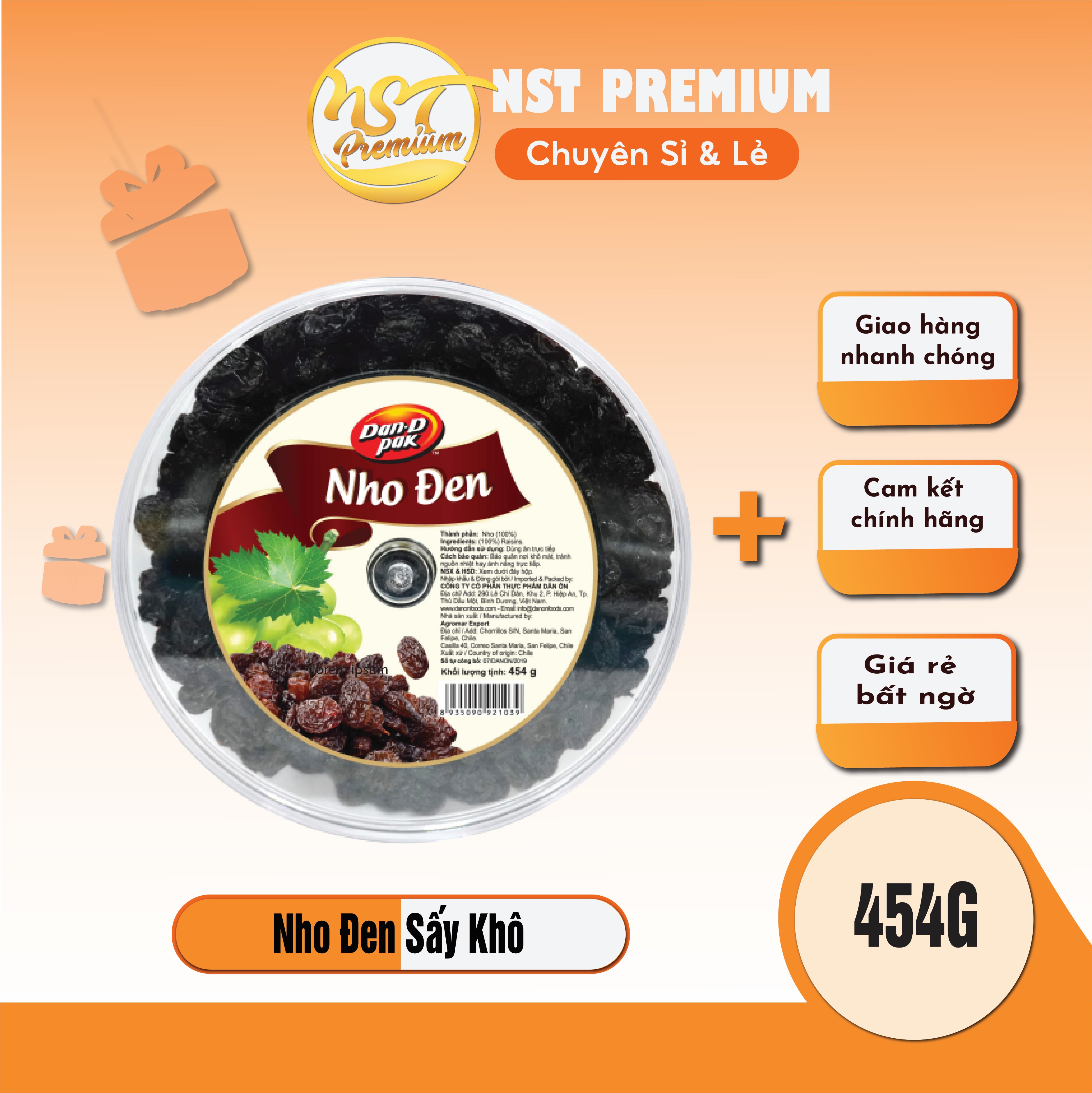 [Chính Hãng] Nho đen chile 454g Dan D Pak
