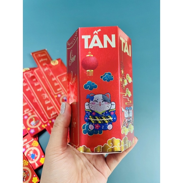 Set lì xì que gieo quẻ phát lộc tết 2023 quý mão hot trend 12 thẻ 12 con giáp kèm hộp đựng quà tặng dễ thương