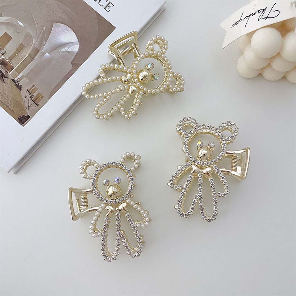 Kẹp tóc kim loại hình Gấu đính đá