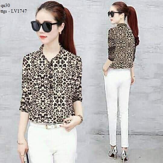 ttgs - LV1747 ÁO SƠ MI NỮ DA BEO