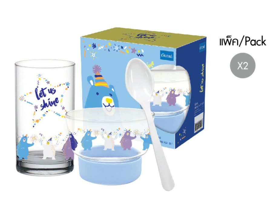 Bộ chén và ly thủy tinh Ocean Bear