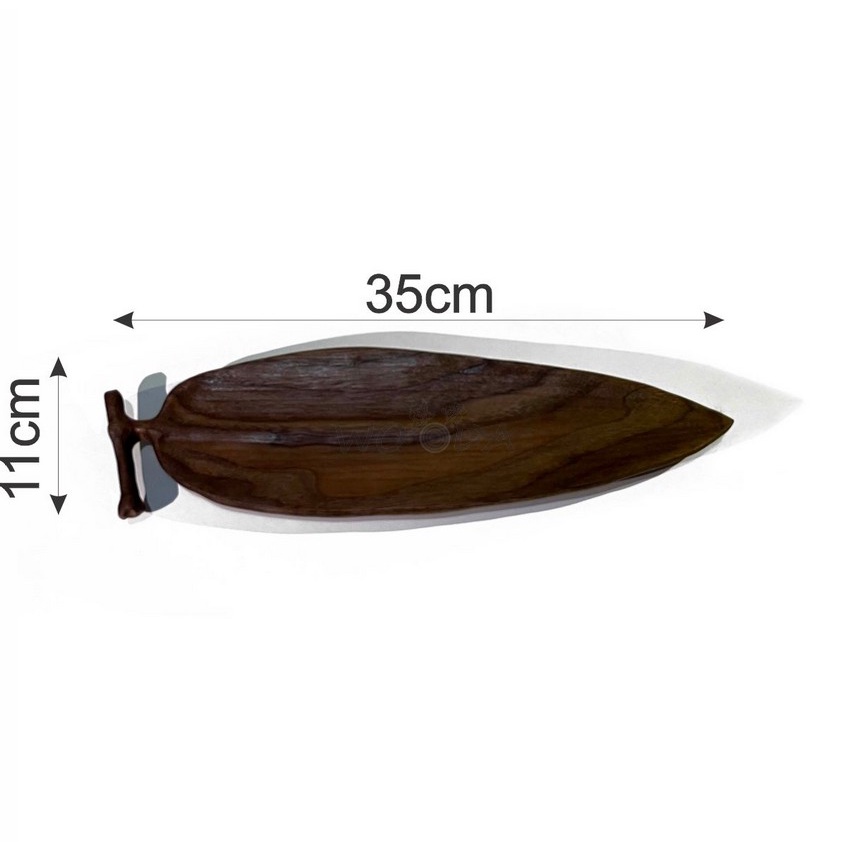 Khay gỗ hình lá tre, khay trà gỗ walnut cao cấp
