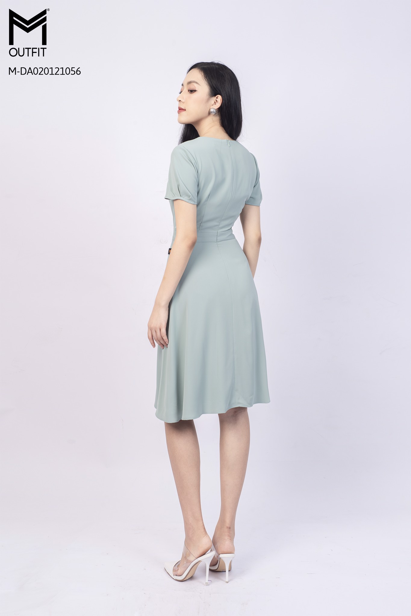 Đầm xòe, cổ vuông, tay cộc - Mmoutfit