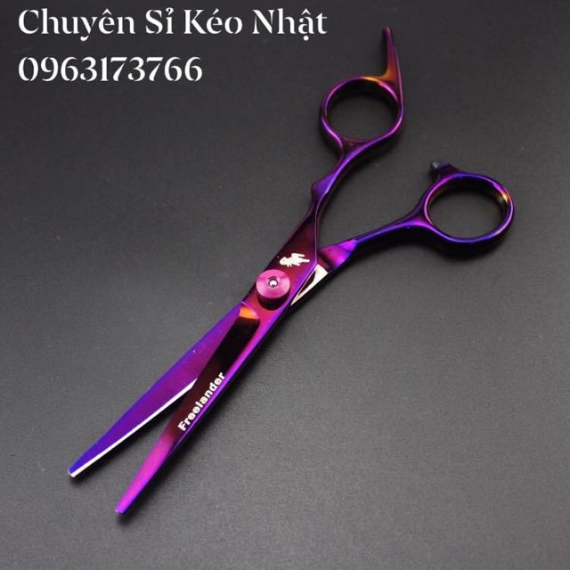 [HCM]Kéo cắt tóc Nhật Bản cao cấp màu tím titan MS05 [Mua bộ kéo tặng kèm bao da ]
