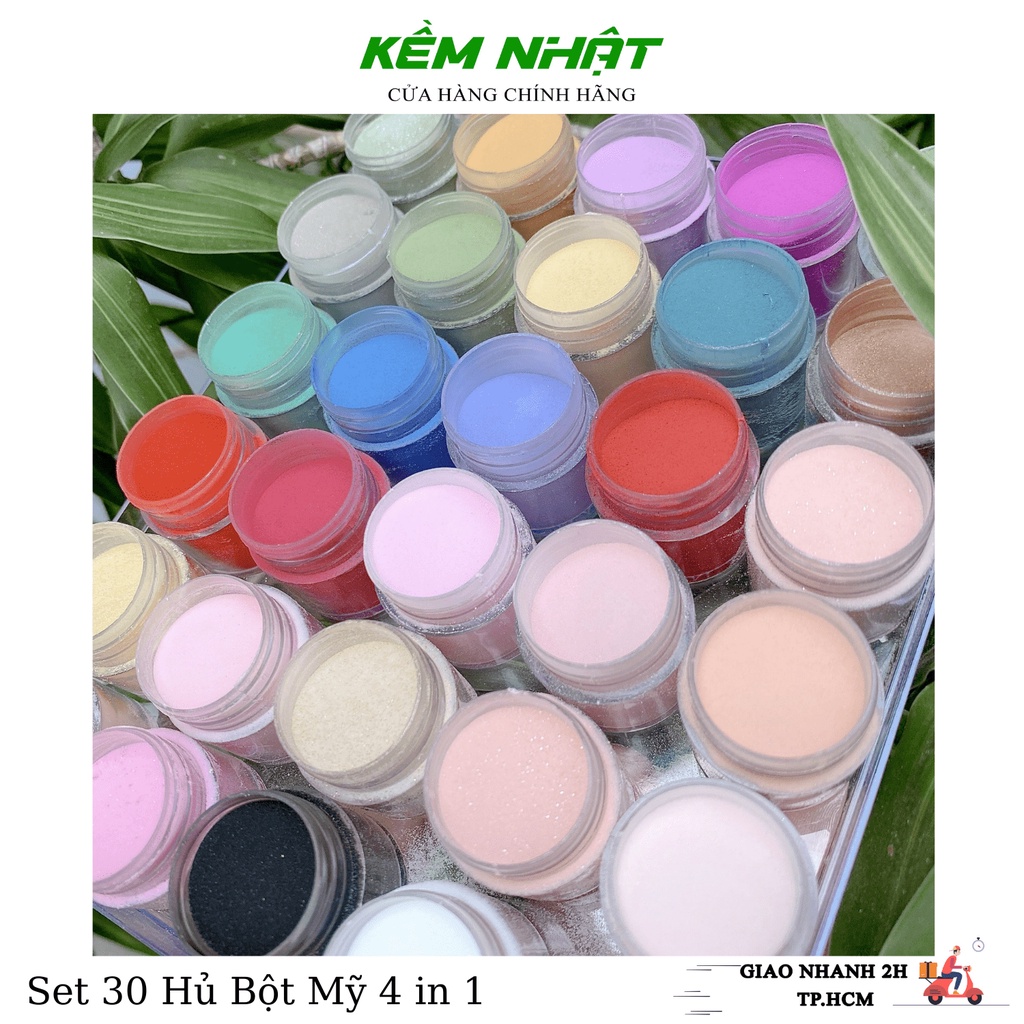 Set 30 hủ bột làm nail mỹ 4 in 1 - mỗi hủ 10gram