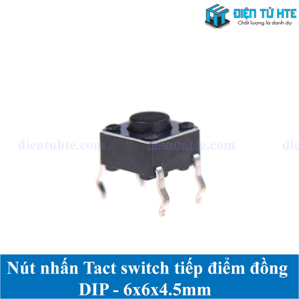 Nút nhấn 4 chân cắm DIP tiếp điểm đồng 6x6 (Gói 20 cái)