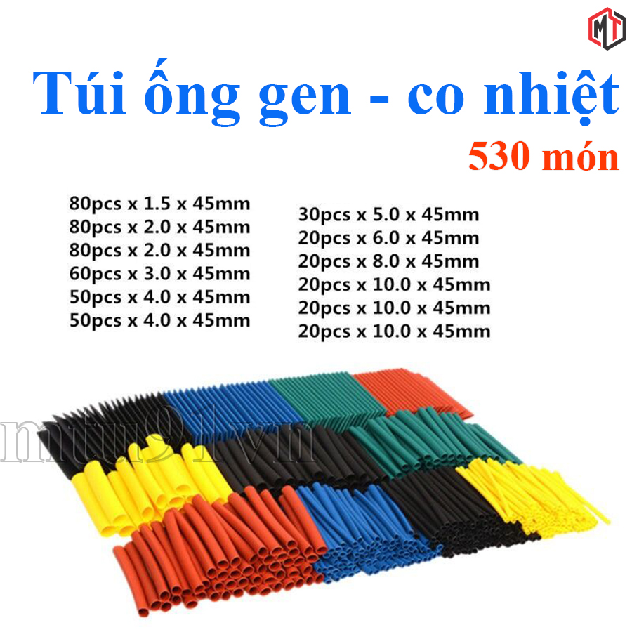 Túi ống gen - dây co nhiệt nhiều màu nhiều, đủ kích cỡ 530 cái