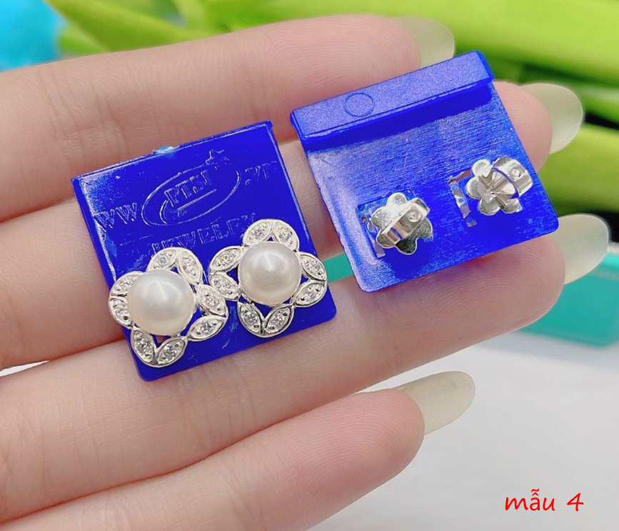 Bông tai ngọc trai | bông tai bạc nữ đính hạt ngọc trai tuyệt đẹp dkt-silver