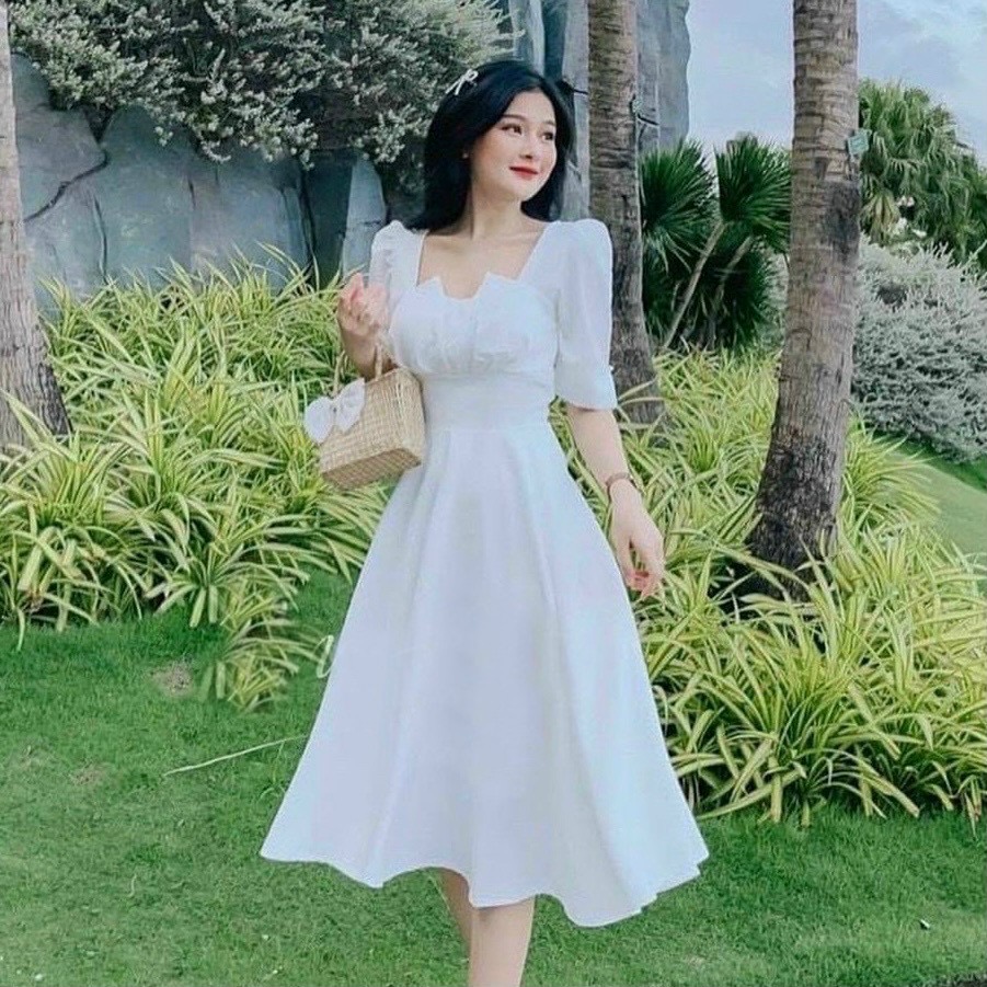 Đầm cổ xếp 3 màu