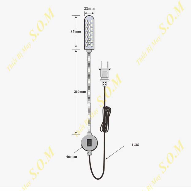 Đèn led máy may juki 20 bóng sáng trắng có nam châm
