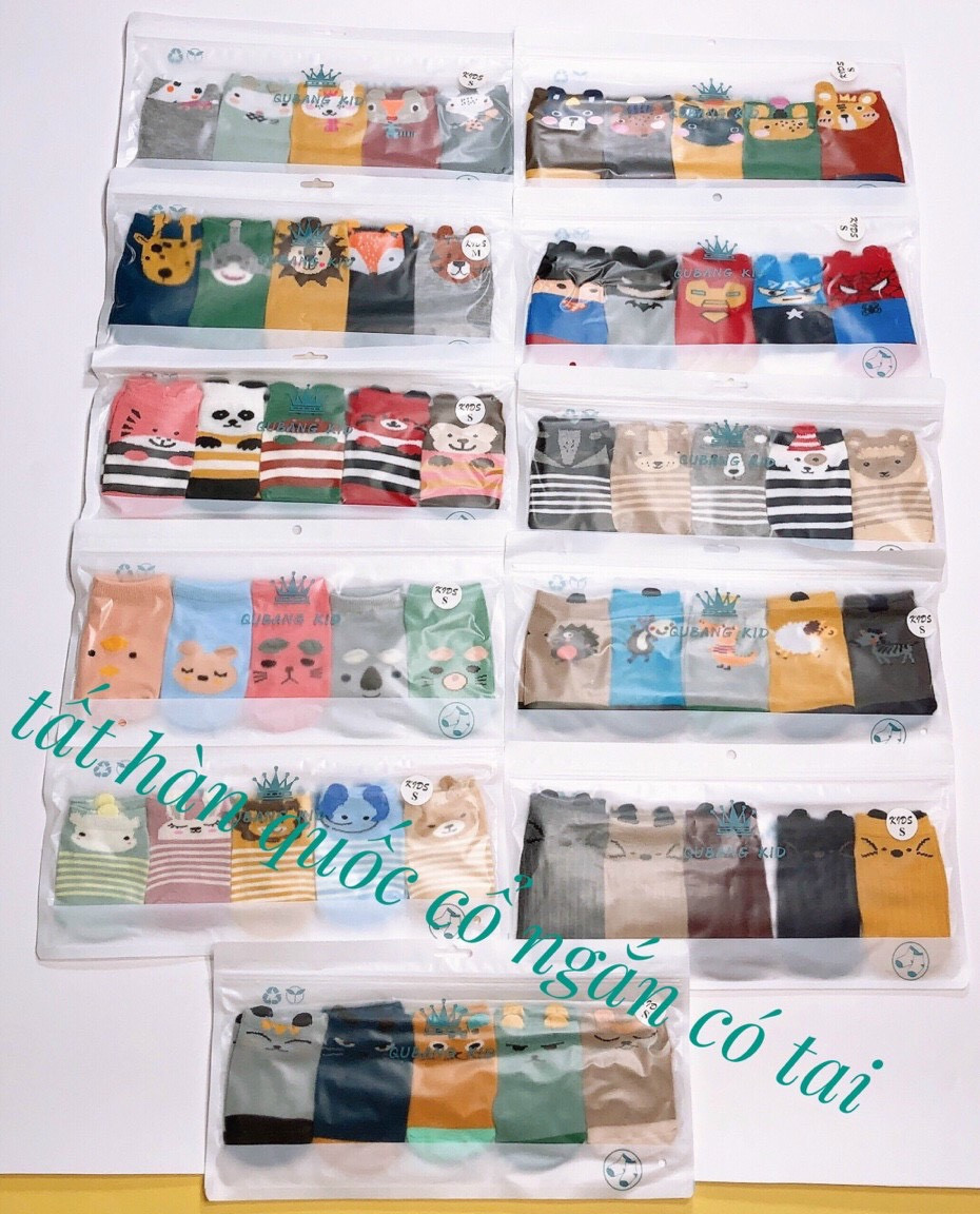 [HCM]Set 5 đôi tất Kid hàn quốc cho bé 0-3 tuổi- (Vớ bé gái tất bé trai)