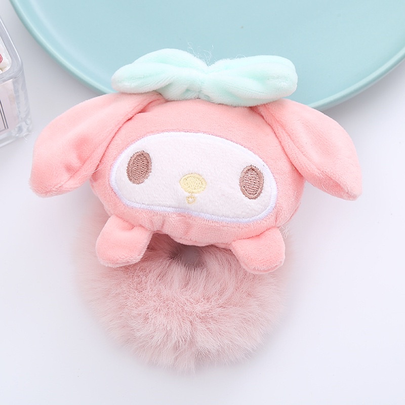Dây cột tóc lông thú bông Sanrio Kuromi dễ thương