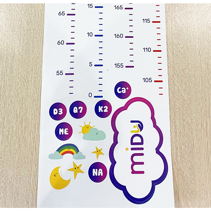 Thước đo chiều cao Midu, decal dán tường đo chiều cao cho bé