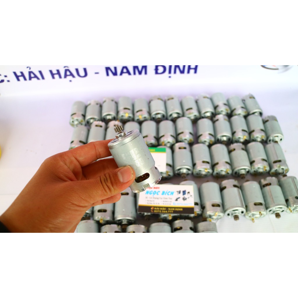 Motor 550 công suất cao có sẵn bánh chuyên cho máy khoan pin 12v - 16,8v - 21v