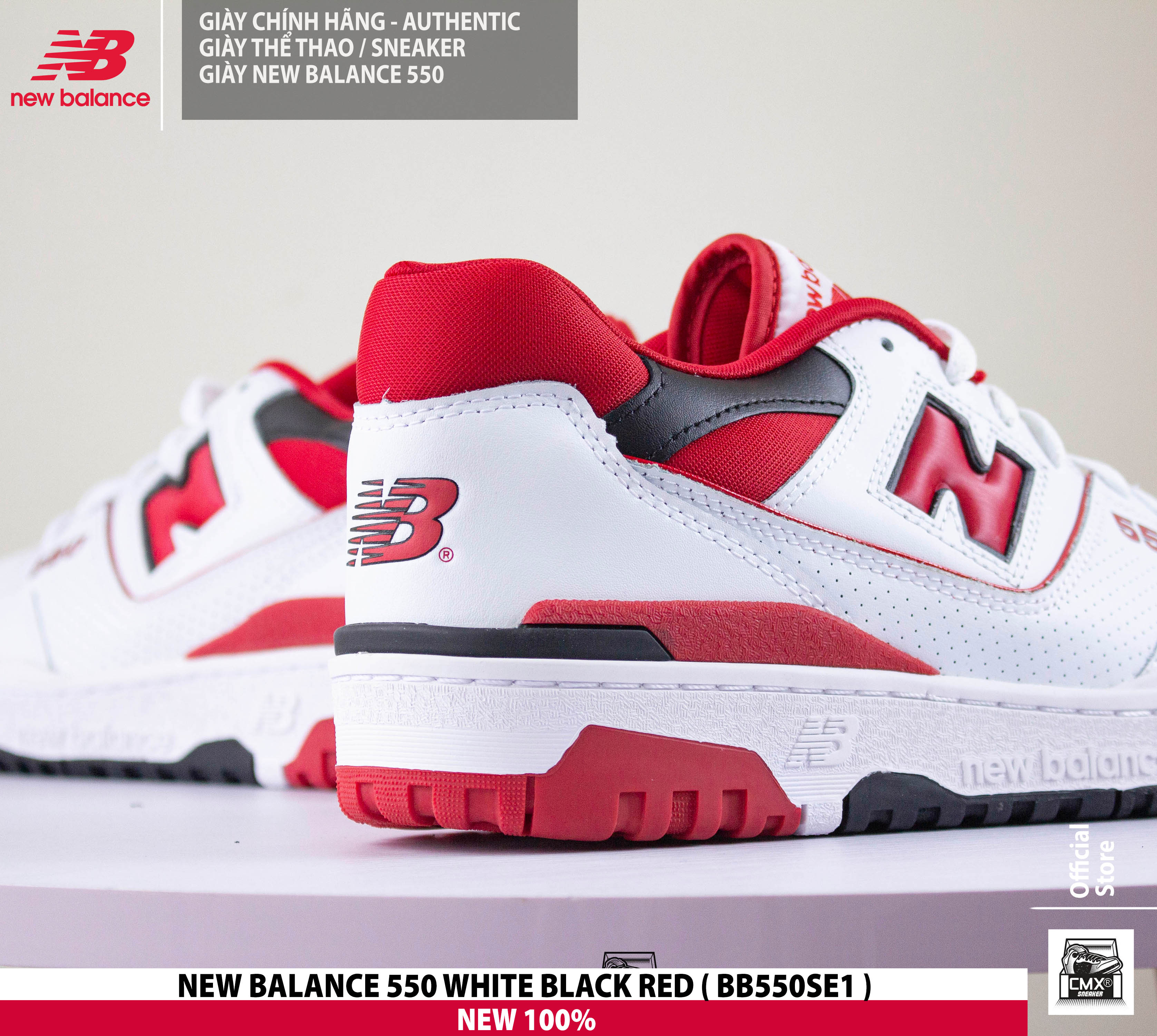 😘 [ HÀNG CHÍNH HÃNG CÓ SẴN ] Giày New Balance 550 WHITE BLACK RED ( BB550SE1 ) - AUTHENTIC 100%