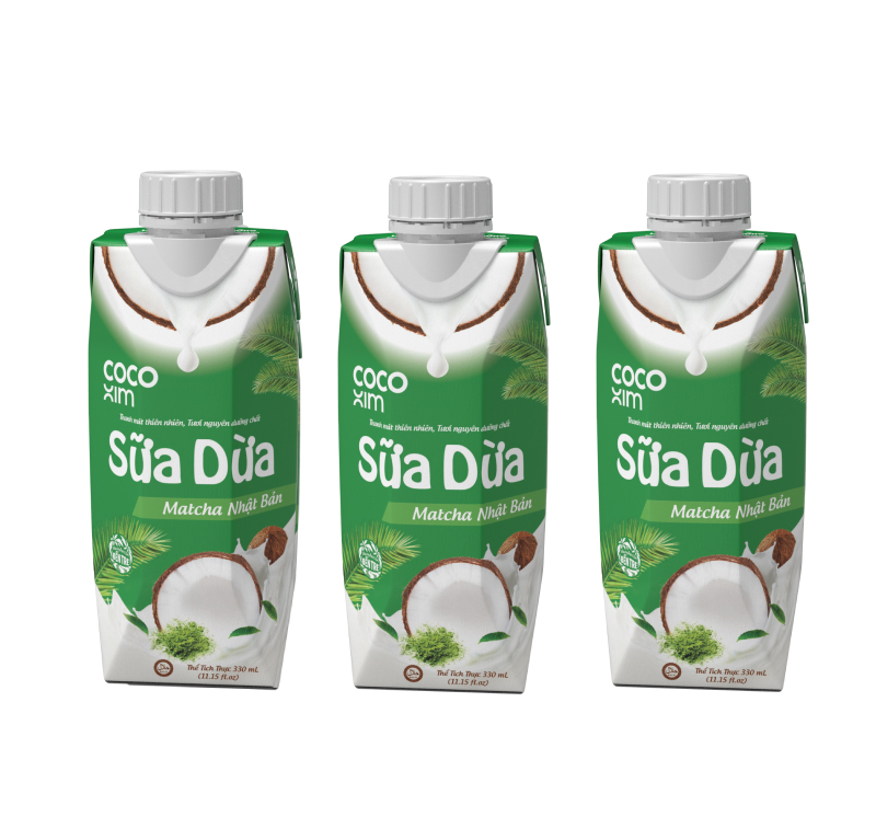 Combo 3 hộp nước dừa nguyên chất 100- kết hợp Sữa Dừa Matcha Nhật Bản CBSD0003 - Thương hiệu COCOXIM 330ml - YOOSOO MALL