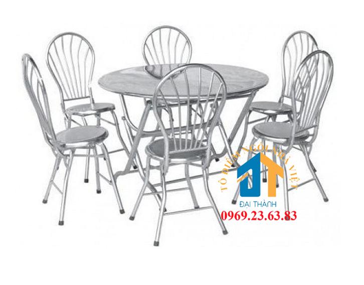 Bộ Bàn ăn inox gia đình  Ghế tựa lưng 6 ghế