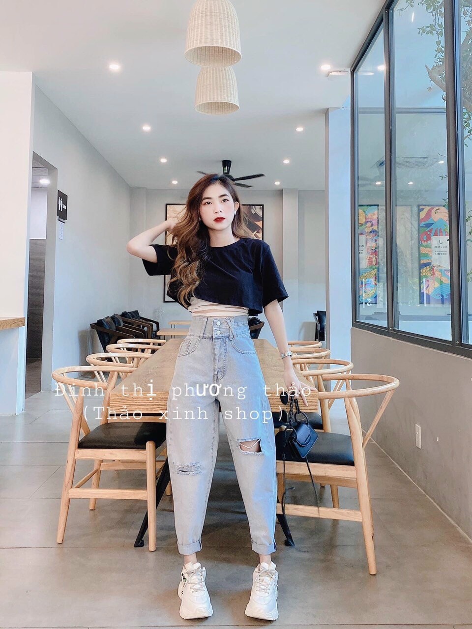 Baggy jeans rách 2 ô pt