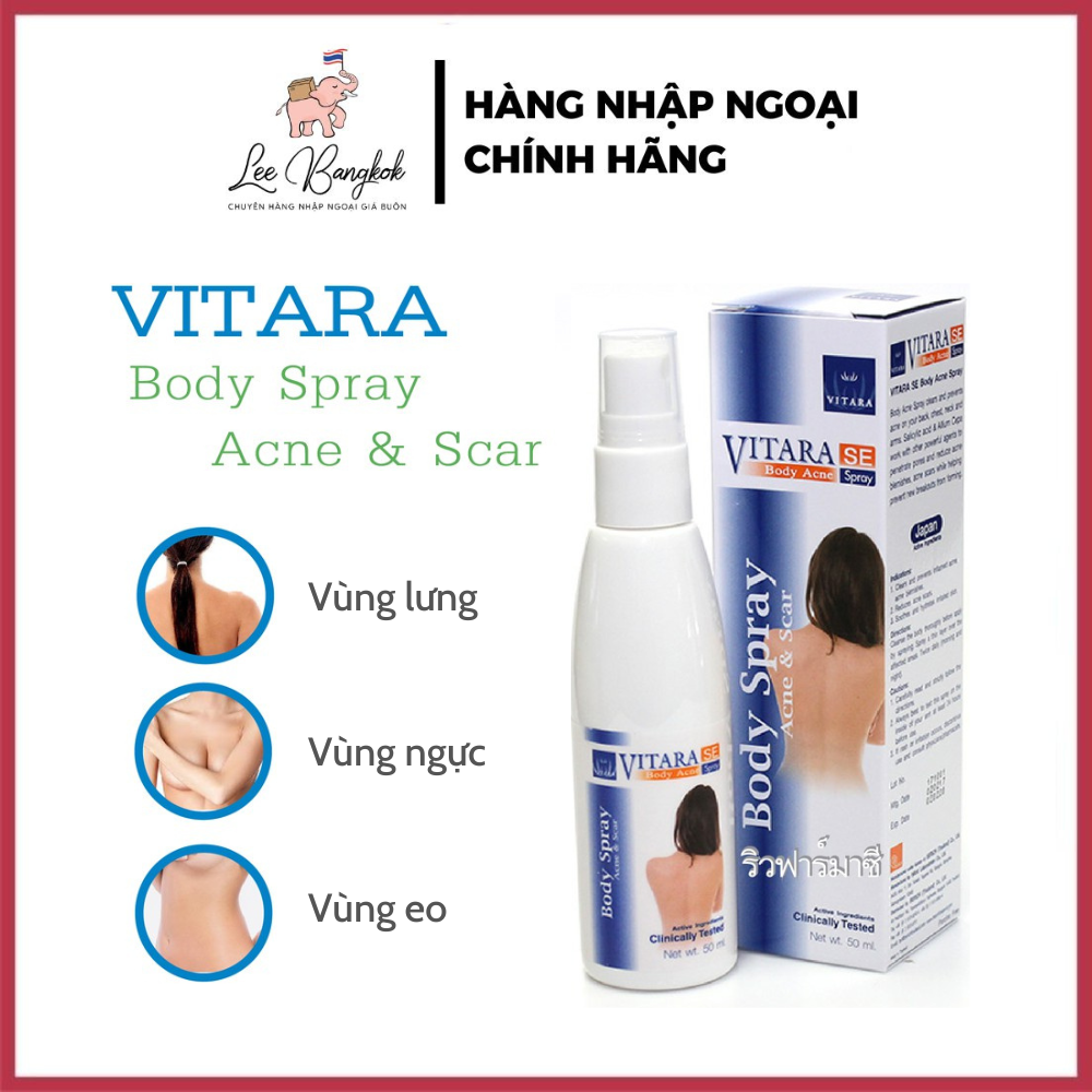 Chai xịt mụn lưng, cánh tay, ngực và cổ thái lan vitara se body acne spray 50ml
