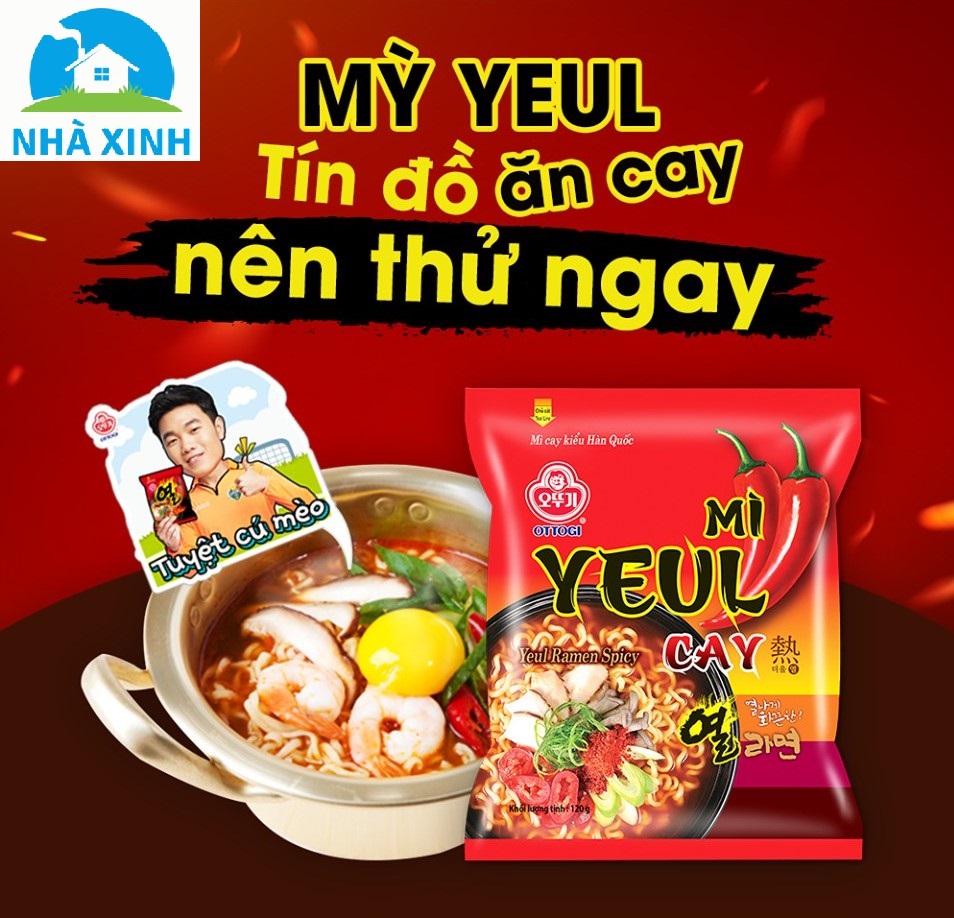 Lốc 5 gói Mì YEUL cay Ottogi 120g (Sợi mì to, dai, sáng màu, nguyên liệu nhập khẩu, vị cay đậm đà rất ngon)