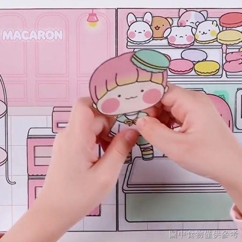 Búp bê giấy cùng làm bánh macaron