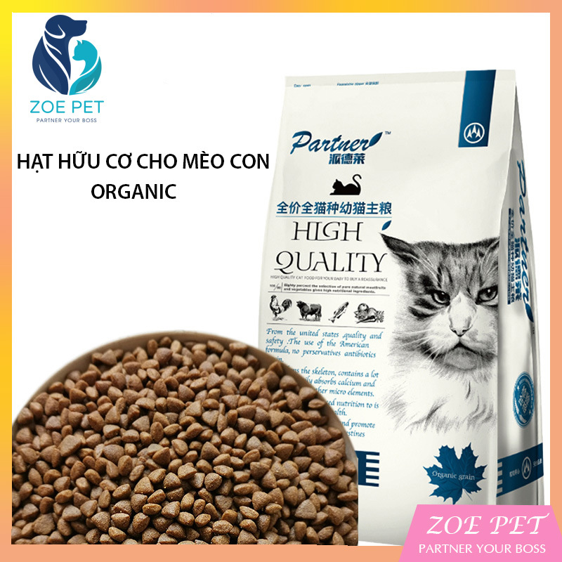 Thức ăn hạt cho mèo nhỏ organic - Túi 1,5 kg, giúp các bé bổ sung chất sơ và chất dinh dưỡng giảm nguy cơ bị sỏi thận