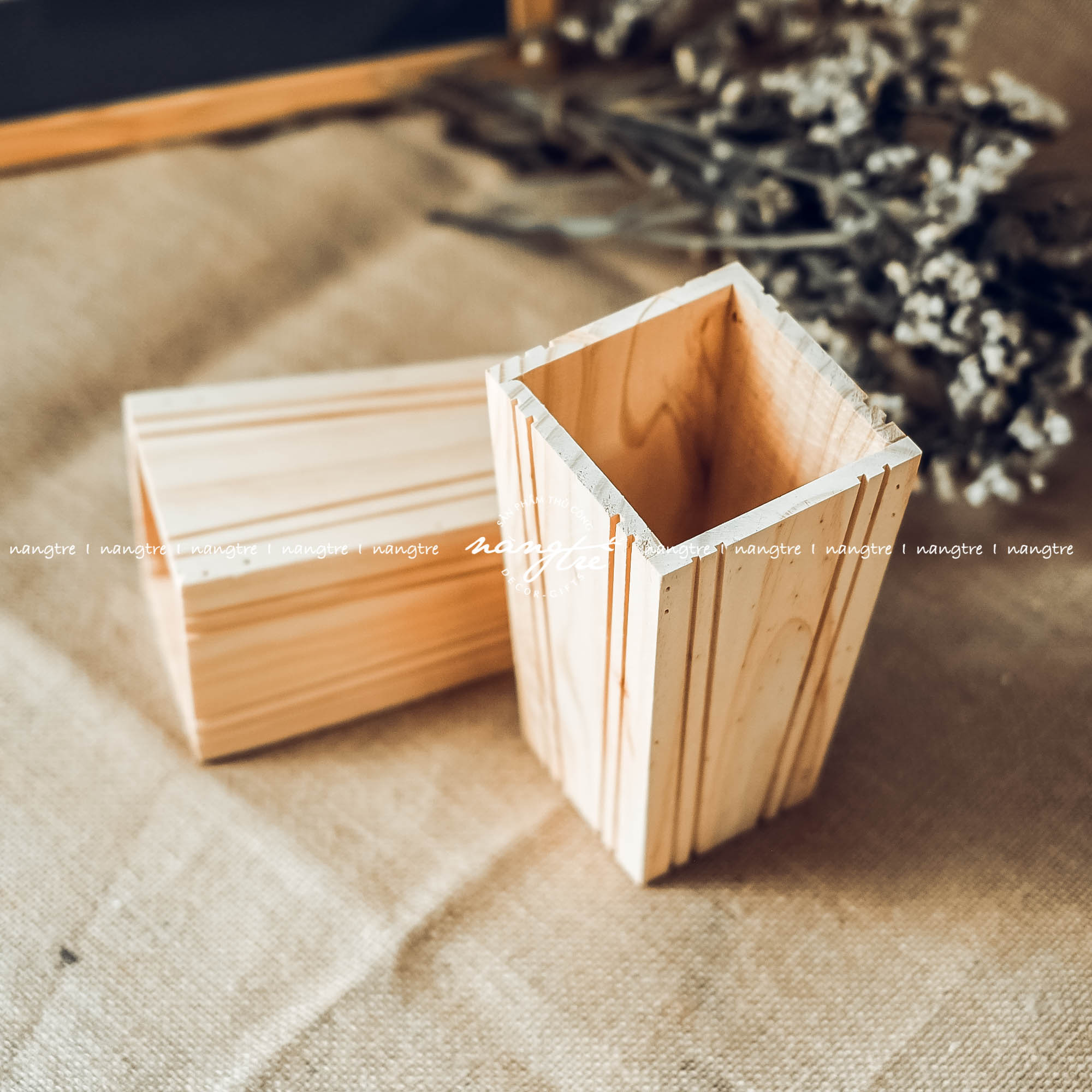Lọ hoa gỗ - Bình gỗ cắm hoa