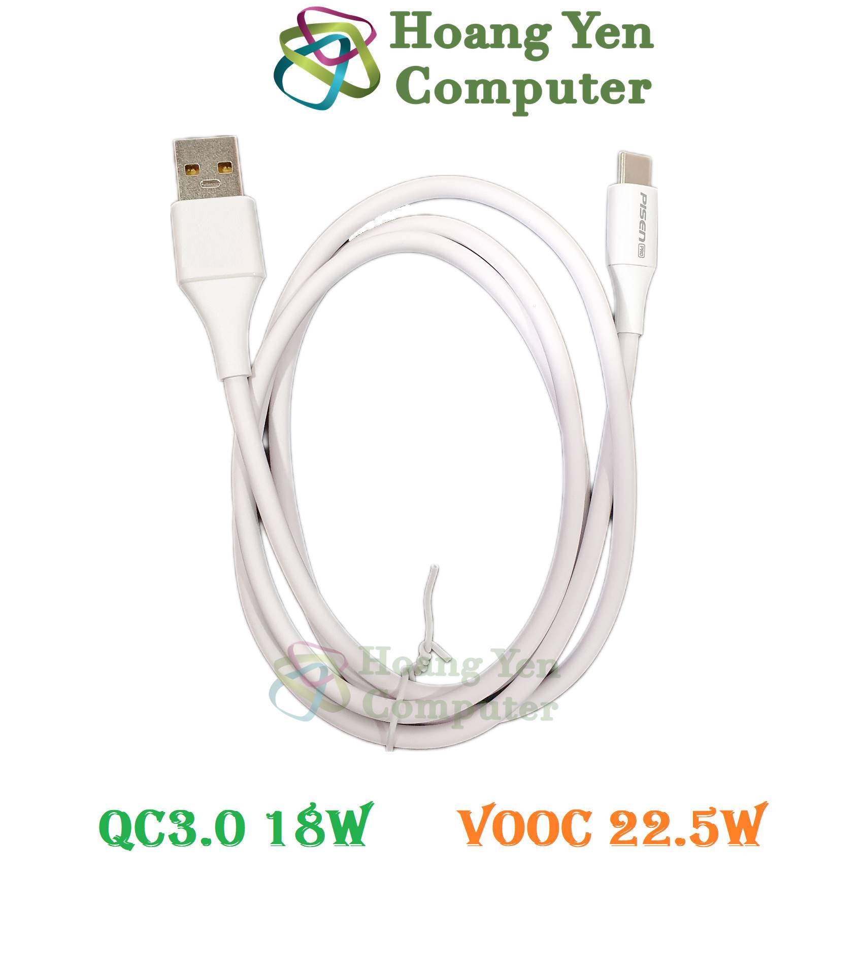Cáp Sạc Pisen TYPE C Cho Android Dài 1M - Sạc Nhanh QC3.0 18W, VOOC 22.5W - BH 6 tháng 1 đổi 1