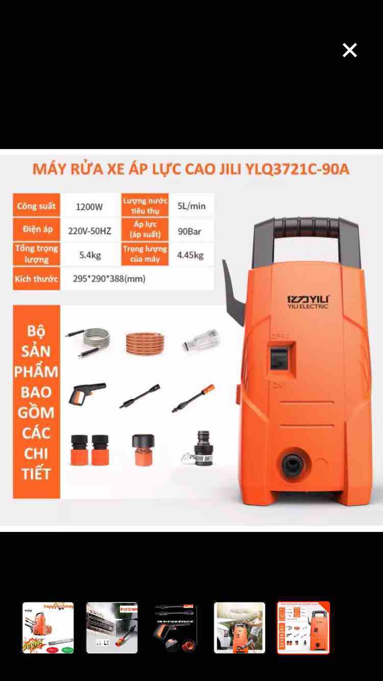 máy bơm xịt rửa xe áp lực cao mini dành cho gia đình yili