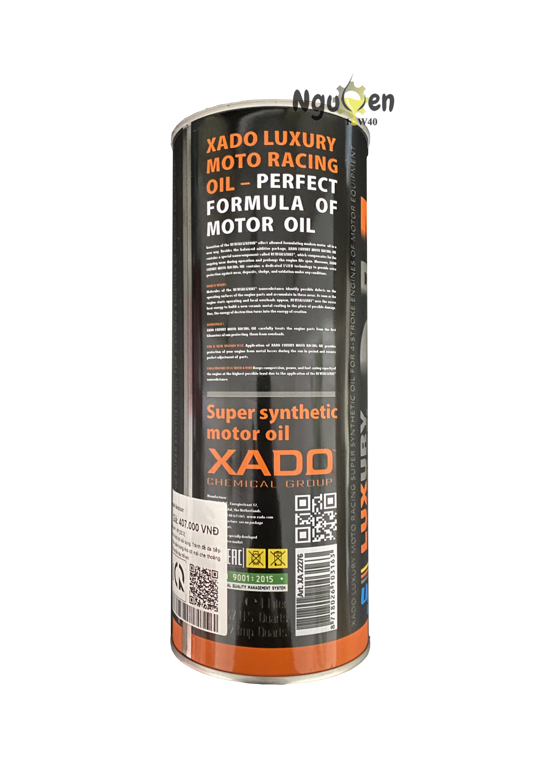 Nhớt Xado Luxury 10w40 1L (Upgrade version RF 22.2)