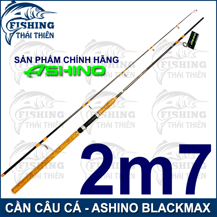 Cần câu cá ashino blackmax cần 2 khúc máy đứng cán gỗ cần rỗng 2m1, 2m4, 2m7, 3m0