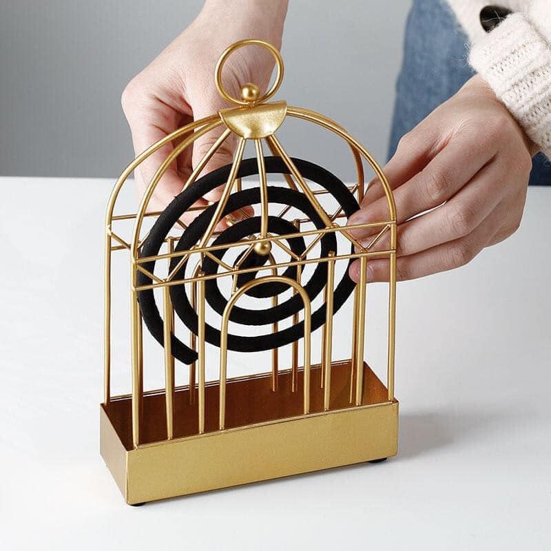 Đế đốt nhang muỗi kim loại thiết kế lồng chim -Thiết Kế Lồng Chim Hộp Cuộn Muỗi Lò Đốt Sắt Kim Loại An Toàn Giá Để Nhang Gỗ Đàn Hương Giá Để Đĩa Kiểm Soát Xua Đuổi Muỗi