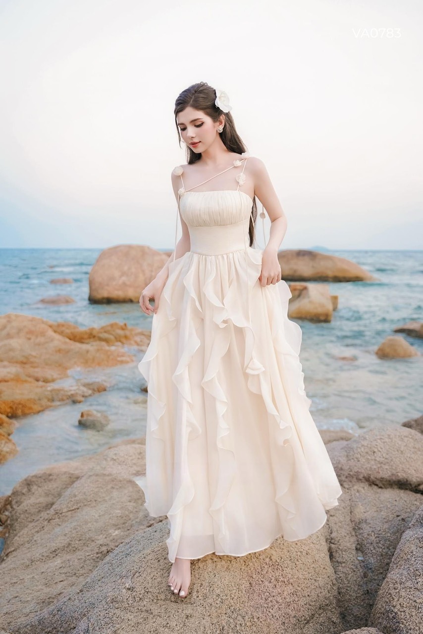 Đầm đi biển 2 dây xoắn bèo TRIPBLE T DRESS - Free size dưới 54kg