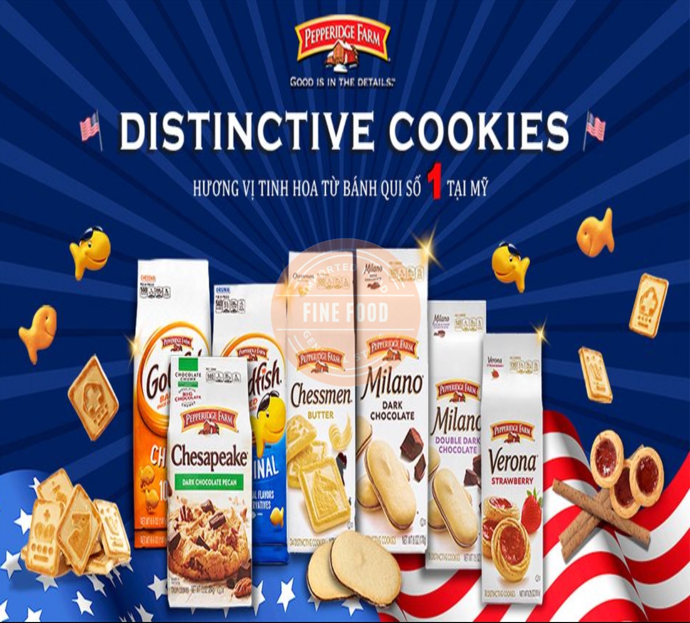 Bánh Quy Pepperidge Farm Chessmen, Verona Strawberry, Milano Dark Chocolate, Double Chocolate