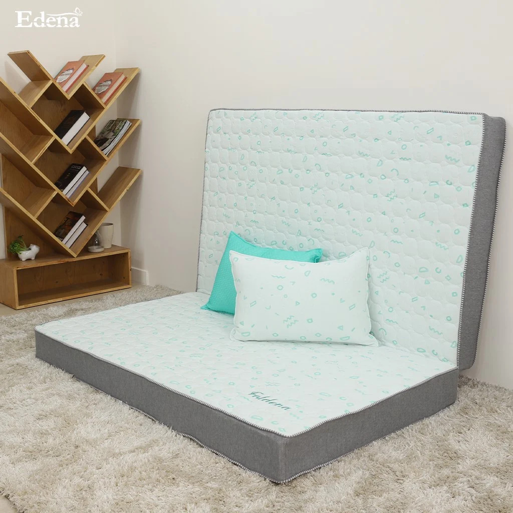 Nệm bông ép Gấp 2  Edena  Foldena - Độ cao 15cm ( Màu xanh hoặc Xám)