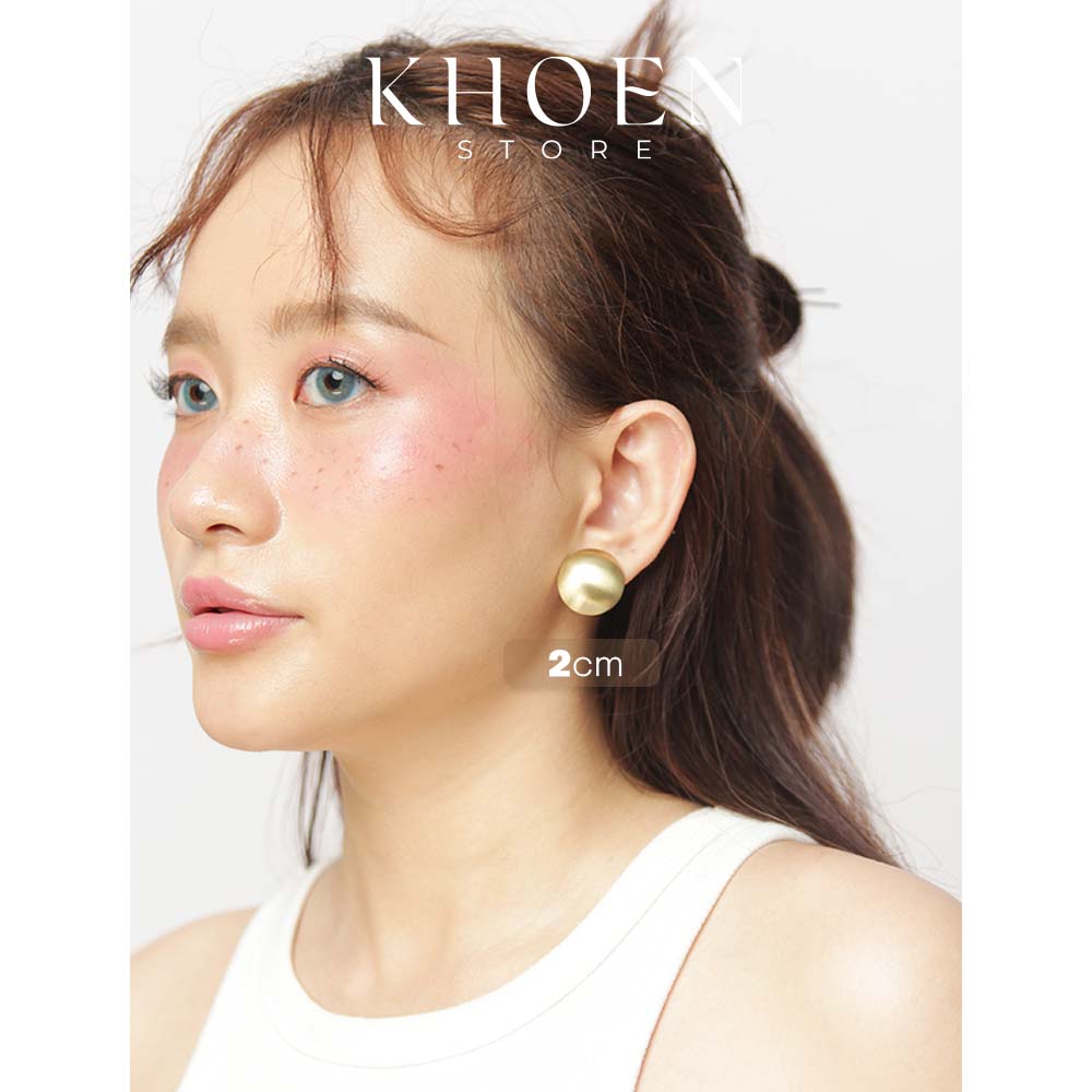 (1 Đôi) Bông tai nữ nút vàng bạc - Khoen store