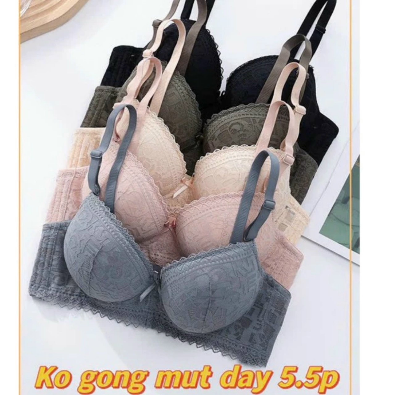 Áo lót ren nữ đệm dày 5.5cm áo không gọng siêu nâng ngực tạo khe siêu hot áo ngực đệm dày