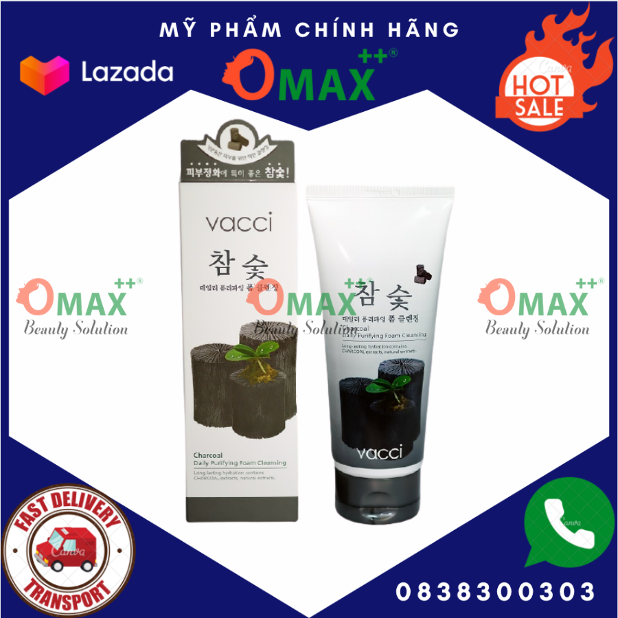Sữa rửa mặt ngăn ngừa mụn tinh chất Than tre Vacci