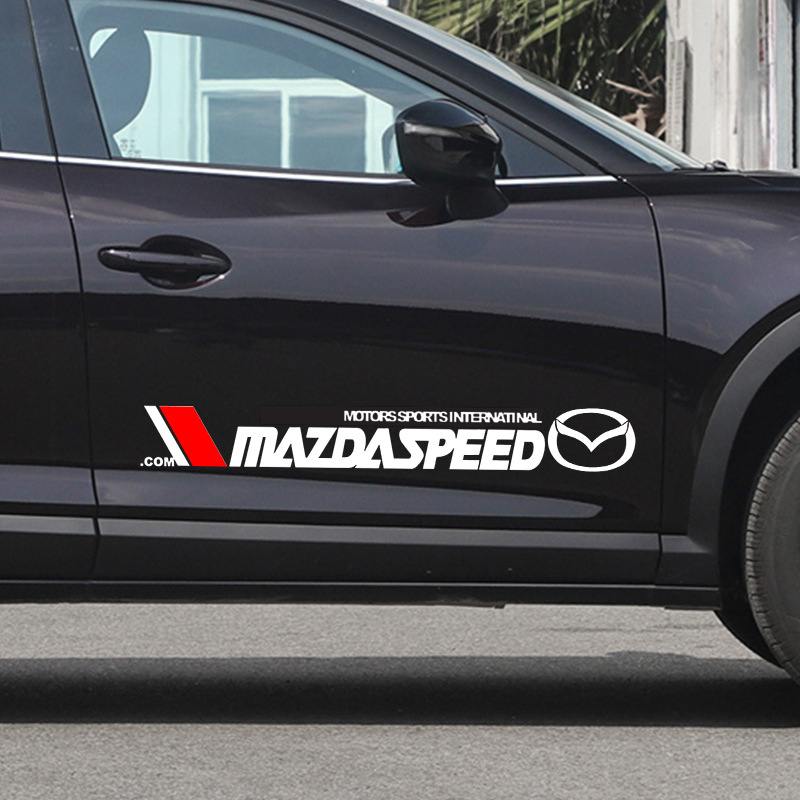 Tem dán cửa phong cách sport phù hợp cho xe mazda decal 3 lớp màu đen trắng trang trí thân xe đẹp mắt