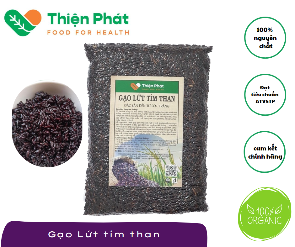 [HCM]Gạo Lứt Tím Than Sóc Trăng Thiện Phát 1Kg