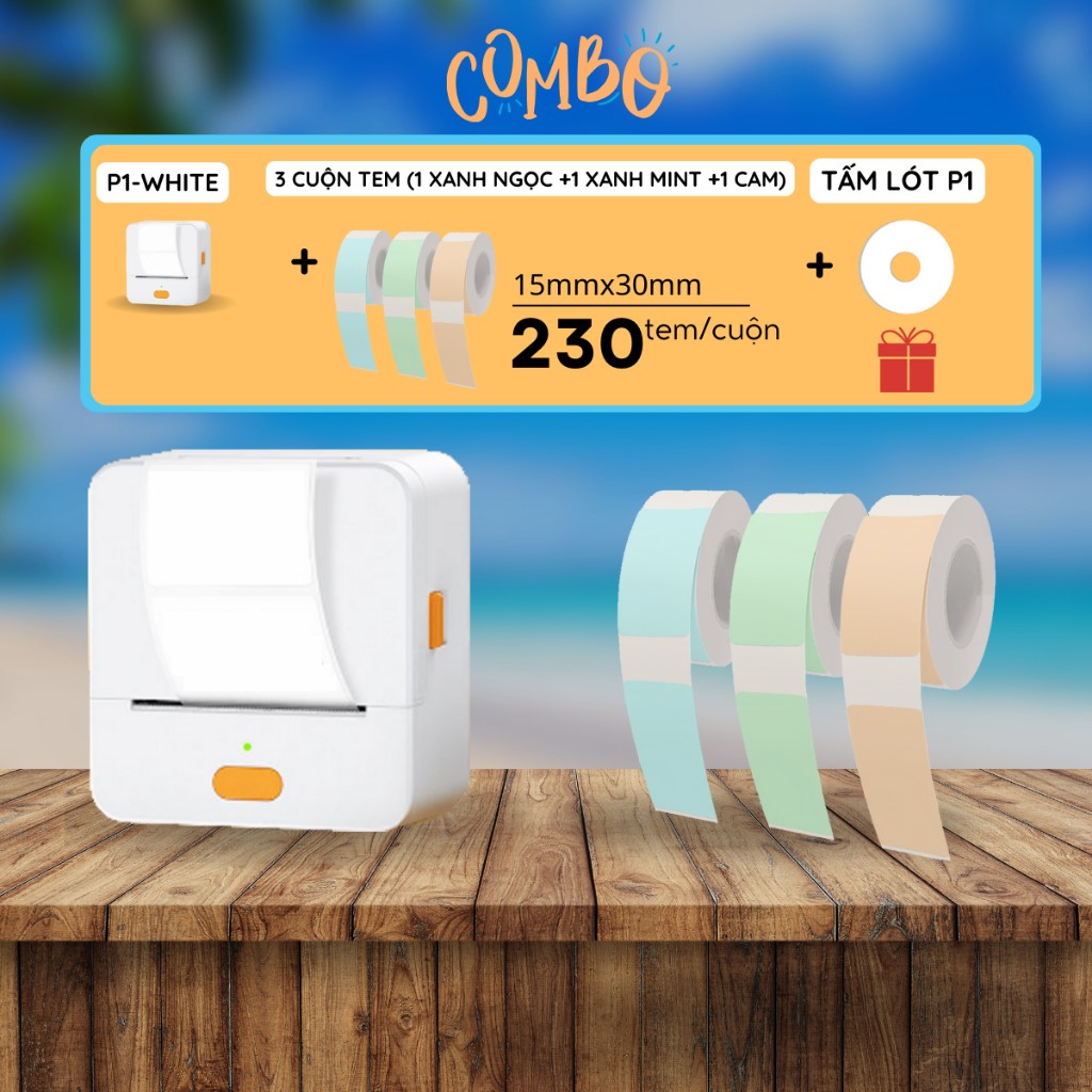 Máy in tem nhãn, máy in nhiệt mini cầm tay The Greenery-P1 kết nối bluetooth không dây, dễ sử dụng - thiết kế tem nhãn
