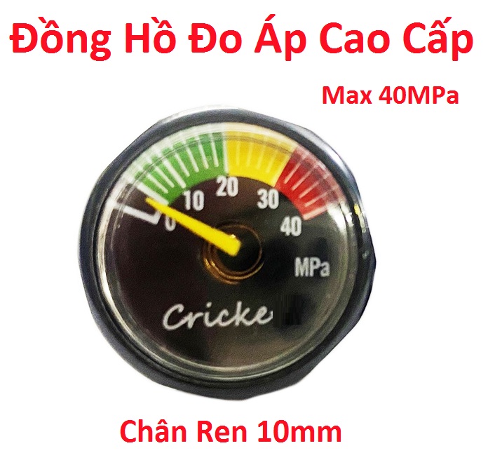 Đồng hồ áp suất 40MPa - chân 8 ( mặt màu ĐEN ) (loại Nhỏ) pkb - bơm áp suất, ti bơm, van bơm, vòi bơm, ron, giong, roan, doăng, doang, roăng pkb