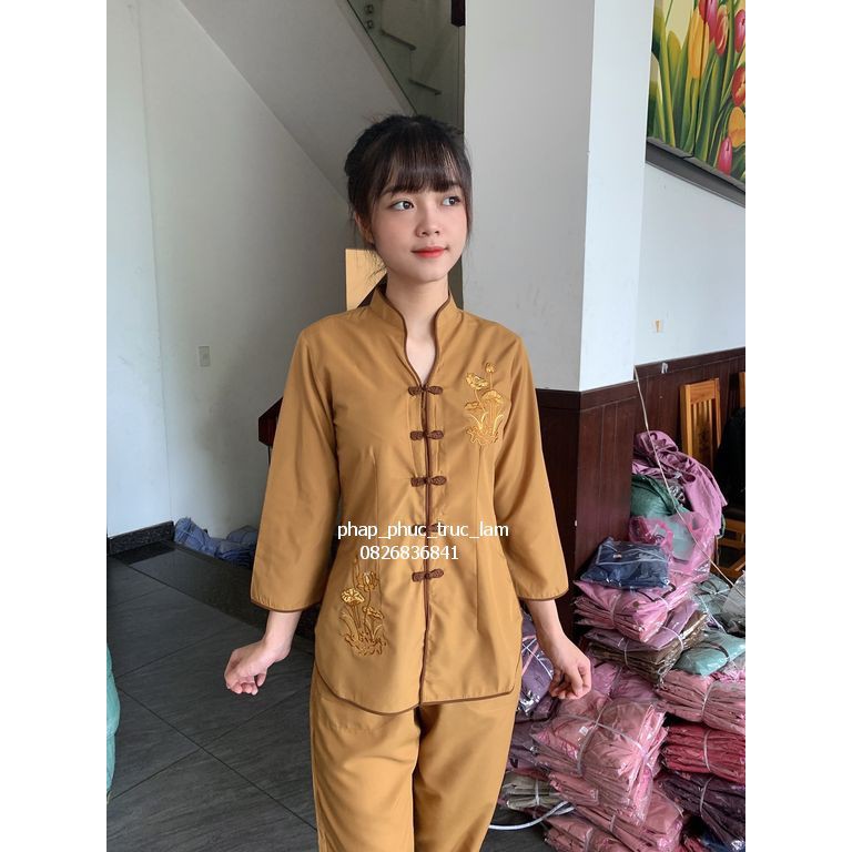 [HCM]Đồ lam đồ đi chùa đồ phật tử - cổ tàu thêu