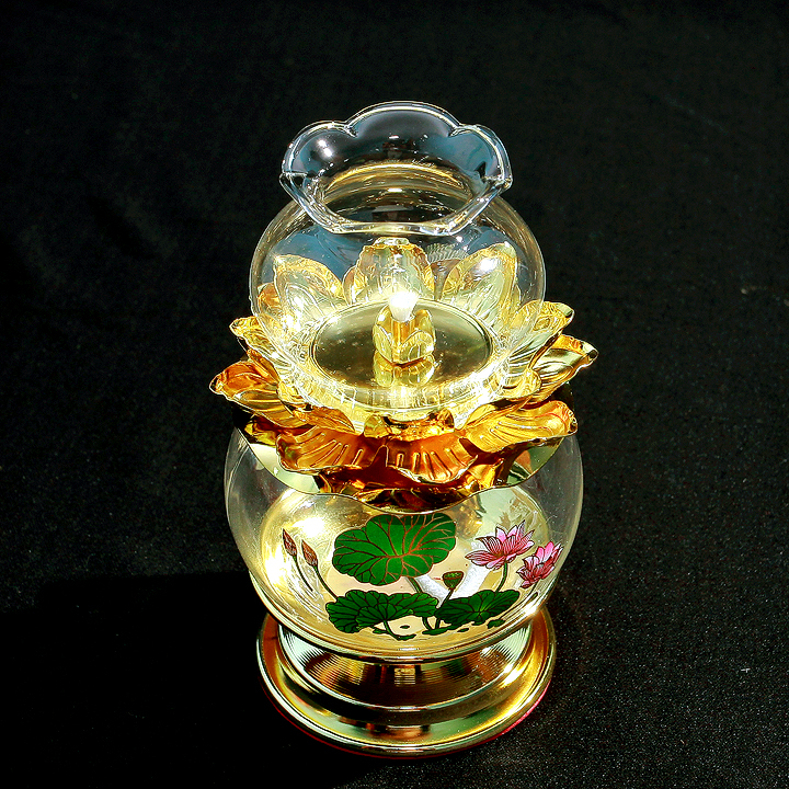 ĐÈN DẦU LƯU LY THỦY TINH 02 [ BÔNG SEN ]