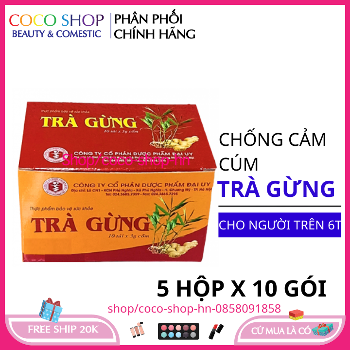 Combo 5 hộp trà gừng quế giúp phòng chống cảm cúm , tăng sức đề kháng đường hô hấp làm ấm cơ thể